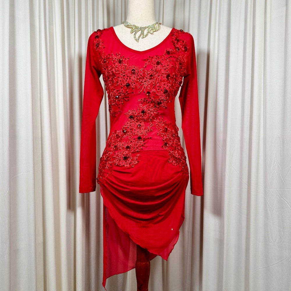 Red latin Ballroom Salsa Dress